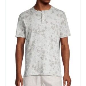 Civil Society Tie Dye Gray Print Short Sleeve Henley Cotton T-Shirt Sz XL New